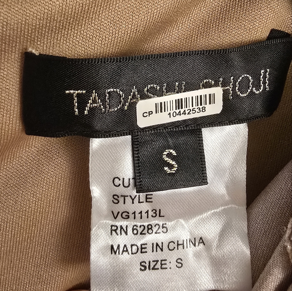 Tadashi Shoji - Champagne Gold Maxi Dress Small - Picture 3 of 14